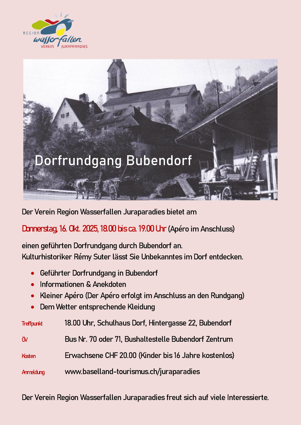 Flyer - Dorfrundgang Bubendorf 2025