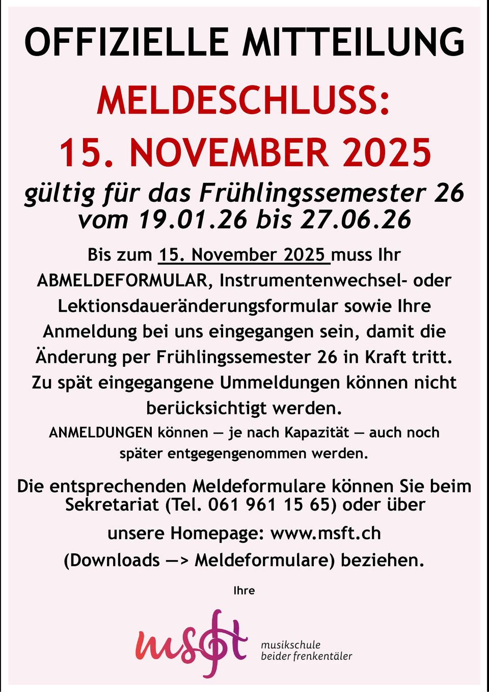 Meldeschluss November 25 Gemeinden Meldeschluss November 25 Gemeinden