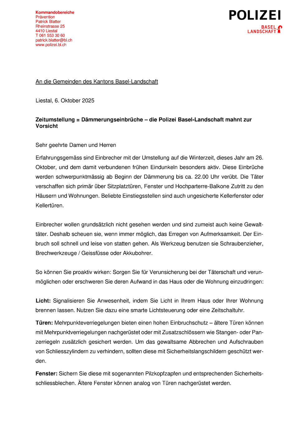 Einbruchschutz Polizei BL_1