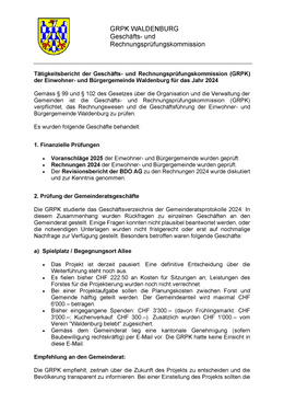 Tätigkeitsbericht GRPK 2024 Tätigkeitsbericht GRPK 2024