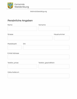 Wohnsitzbestätigung Wohnsitzbestätigung Formular