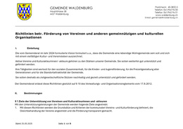 Richtlinien betreffend Förderung von Vereinen und anderen gemeinnützigen und kulturellen Organisationen